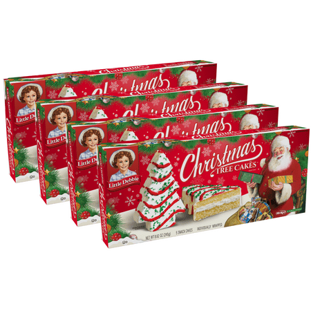 Little Debbie Christmas Tree Cakes, 4 Boxes, 20 Individually Wrapped Vanilla Snack Cakes