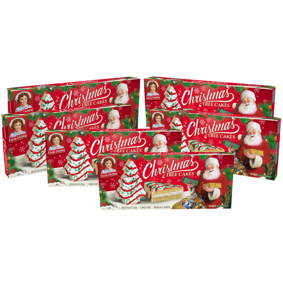Little Debbie Christmas Tree Cakes, 6 Boxes, 30 Individually Wrapped Vanilla Snack Cakes