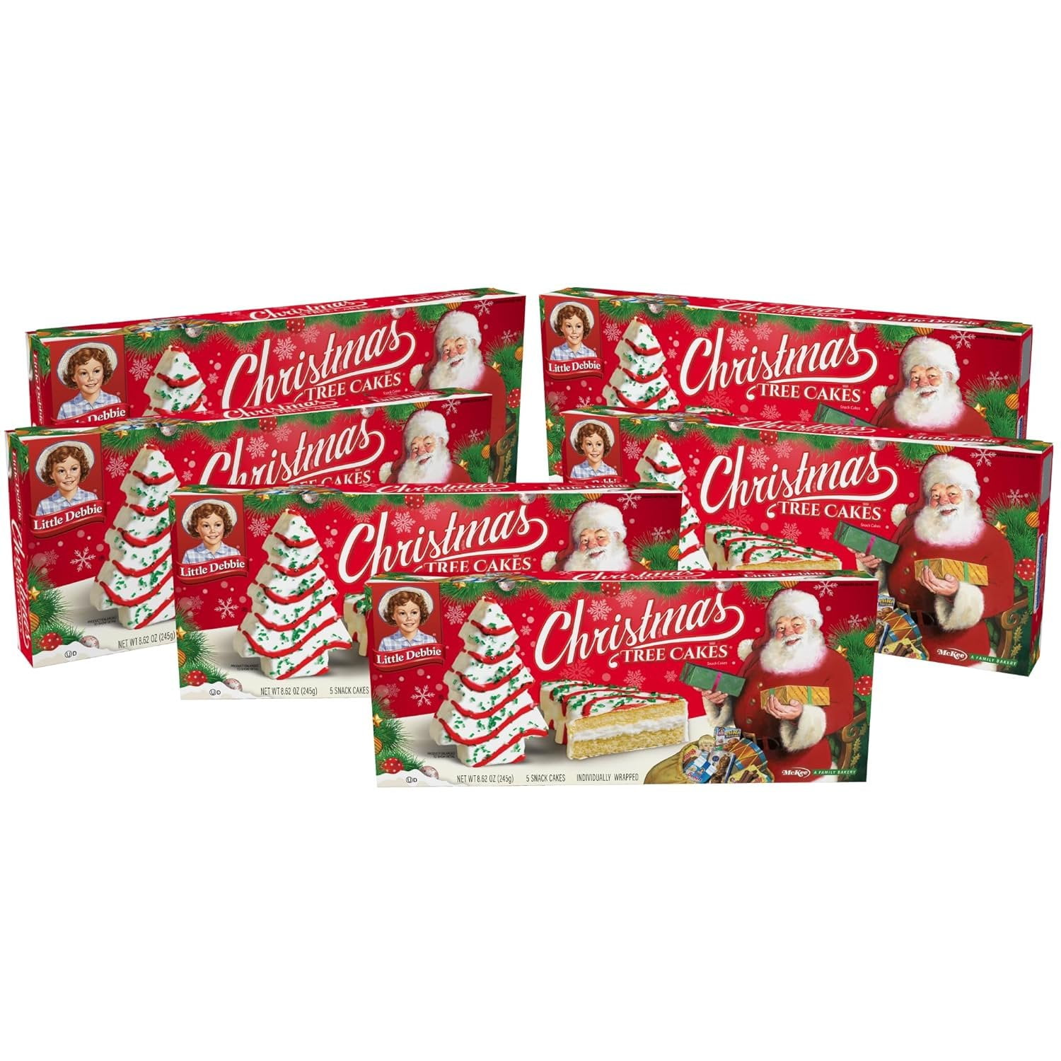 Little Debbie Christmas Tree Cakes Bundle of 6 Boxes, 30 Individually