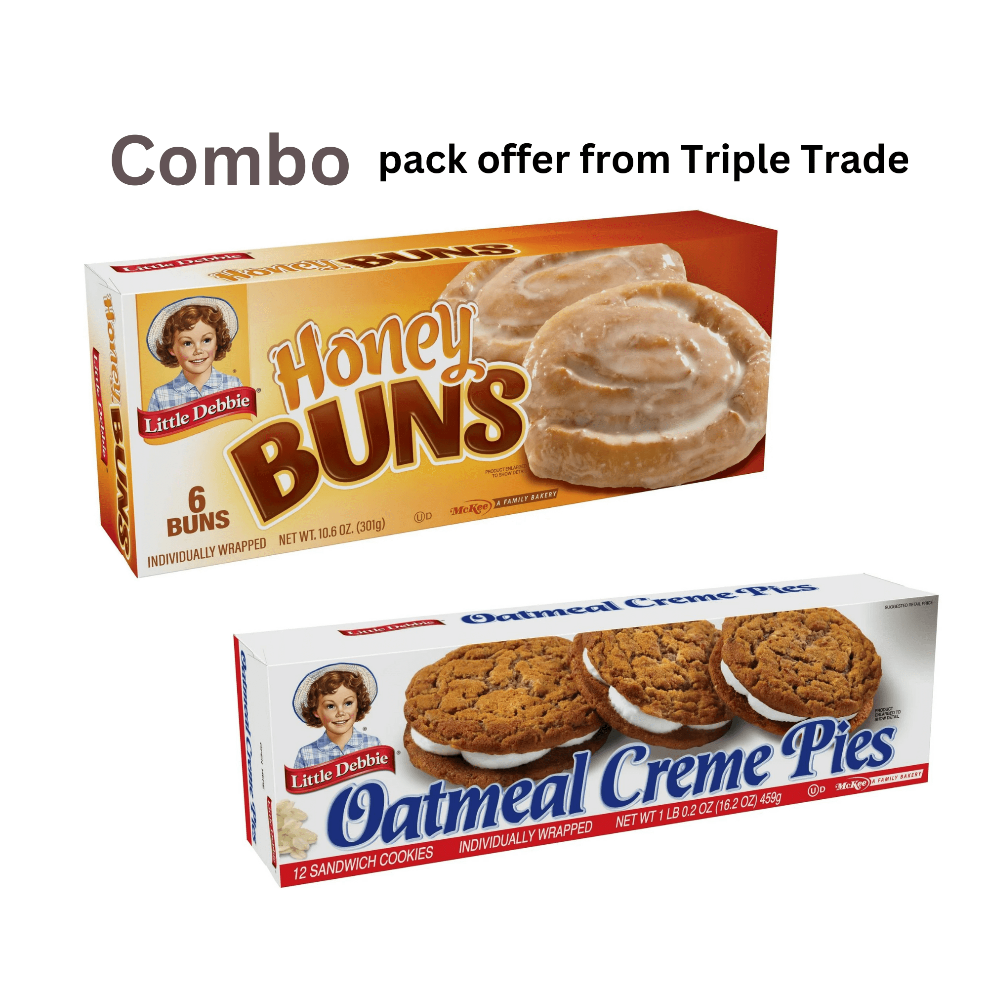 Little Debbie Classic Snack Combo  Oatmeal Creme Pies & Honey Buns  Perfect for Lunches & On-the-Go