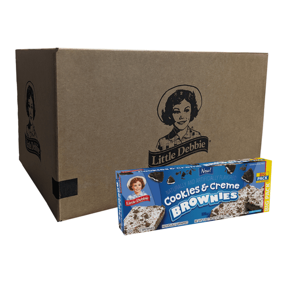 Little Debbie Cookies & Creme Brownies Big Pack, Full Case, 8 Boxes, 96 Individually Wrapped Brownies