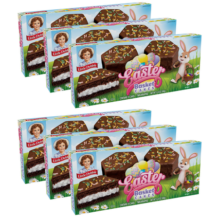 Little Debbie Easter Basket Cakes, 6 Boxes, 60 Chocolate-Flavored Snack Cakes, Twin-Wrapped