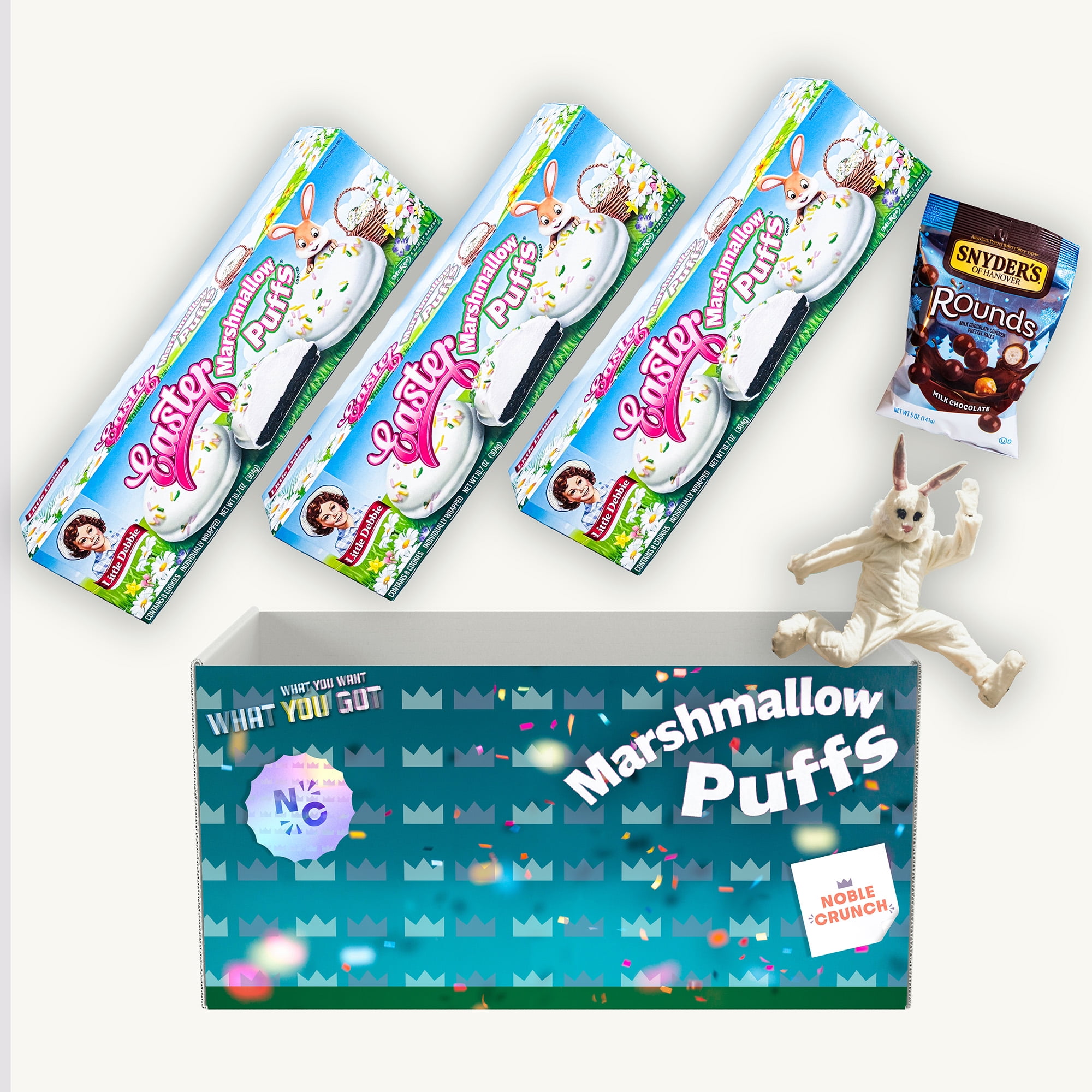 Little Debbie Easter Marshmallow Puffs (3pks 24ct) Chocolate Covered Pretzel Balls (1, 5oz