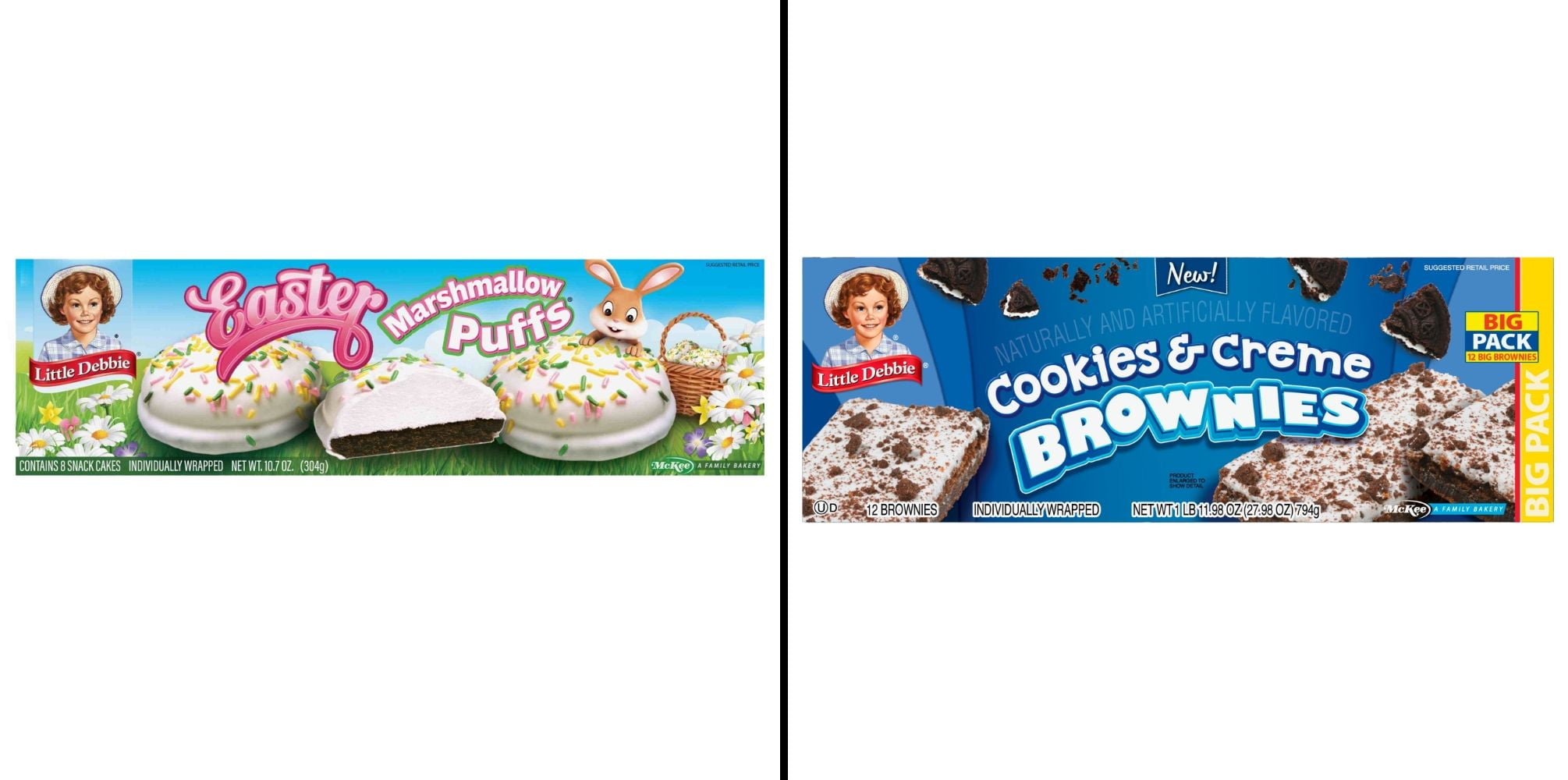 Little Debbie Easter Marshmallow Puffs 8 ct & Little Debbie Cookies & Creme Brownies 12 ct