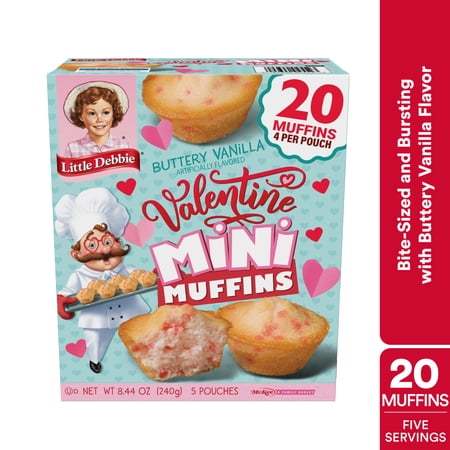 Little Debbie Valentine Buttery Vanilla Mini Muffins, 8.44 oz, 5 Count