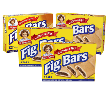Little Debbie Fig Bars, 4 Boxes, 32 Individually Wrapped Chewy Cookies with Real Fig Filling