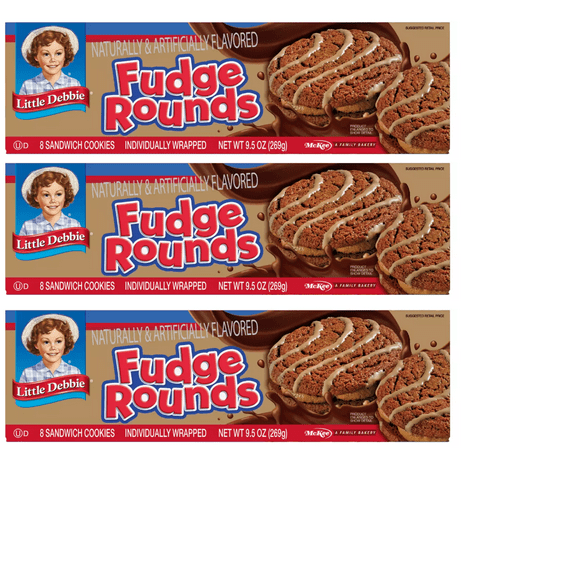 Little Debbie Fudge Rounds Sandwich Cookies, 8 ct pack of 3