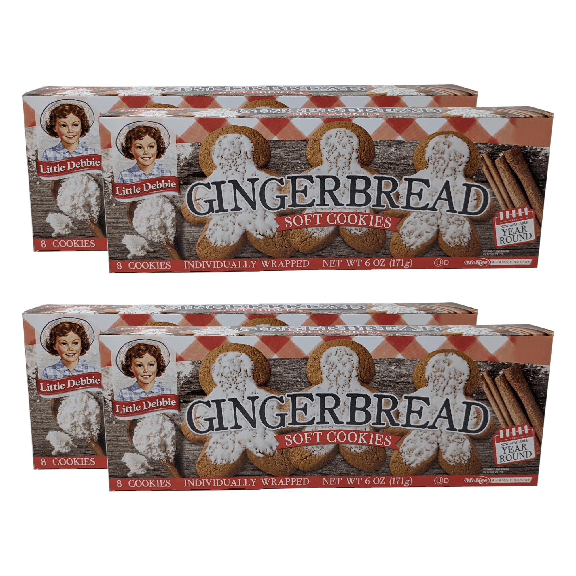 Little Debbie Gingerbread Soft Cookies, 4 Boxes, 32 Individually