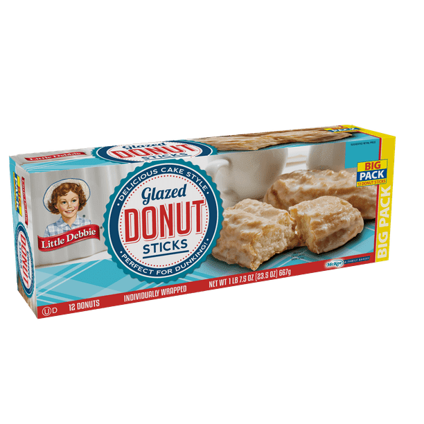 Little Debbie Glazed Donut Sticks – 12 Individually Wrapped Donut Bars with Sweet Glaze – Soft Breakfast Pastry & Snack Treat