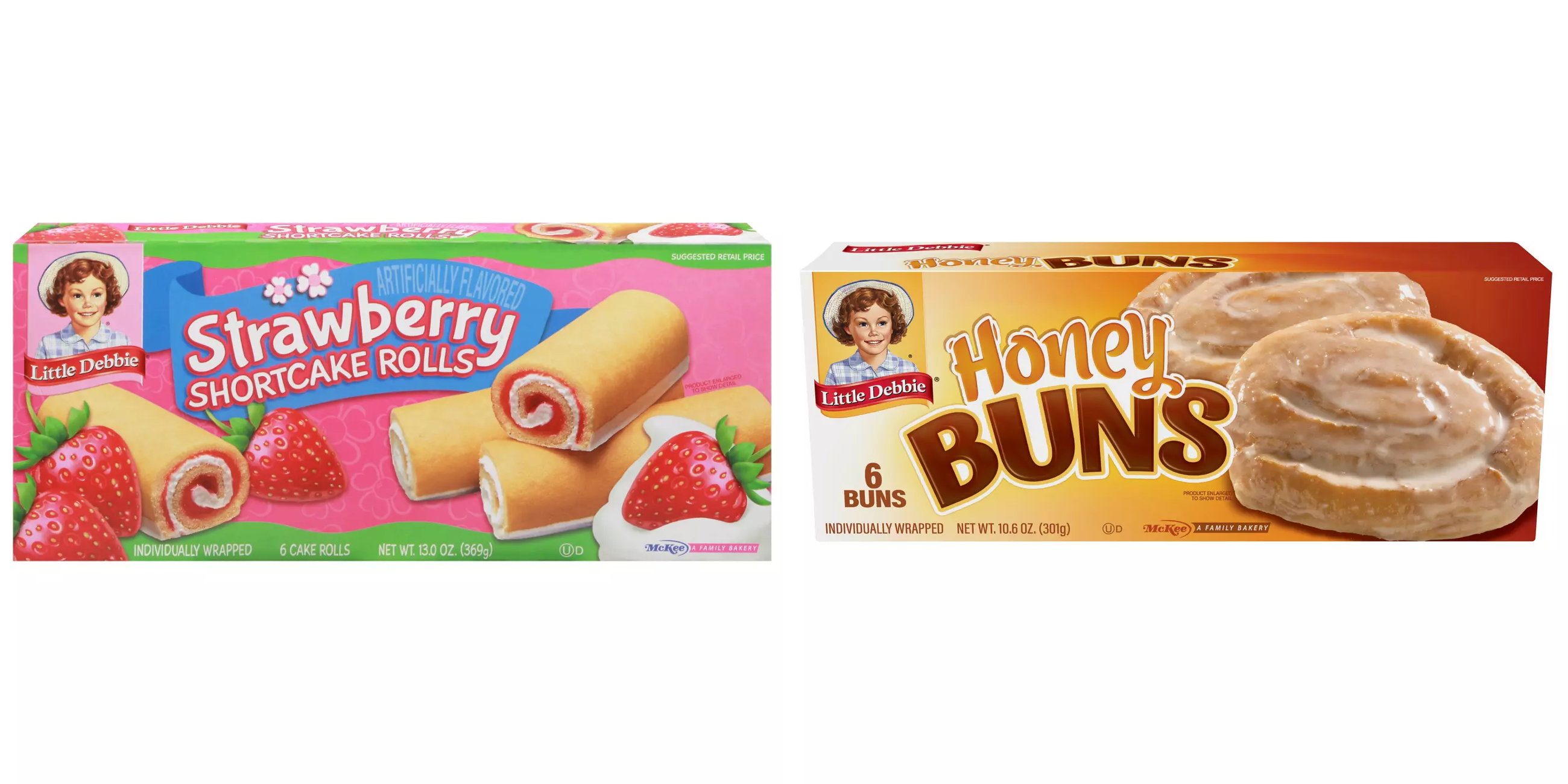 Little Debbie Strawberry Shortcake Rolls, 6 ct&Little Debbie Honey Buns Breakfast Pastries, 6 ct