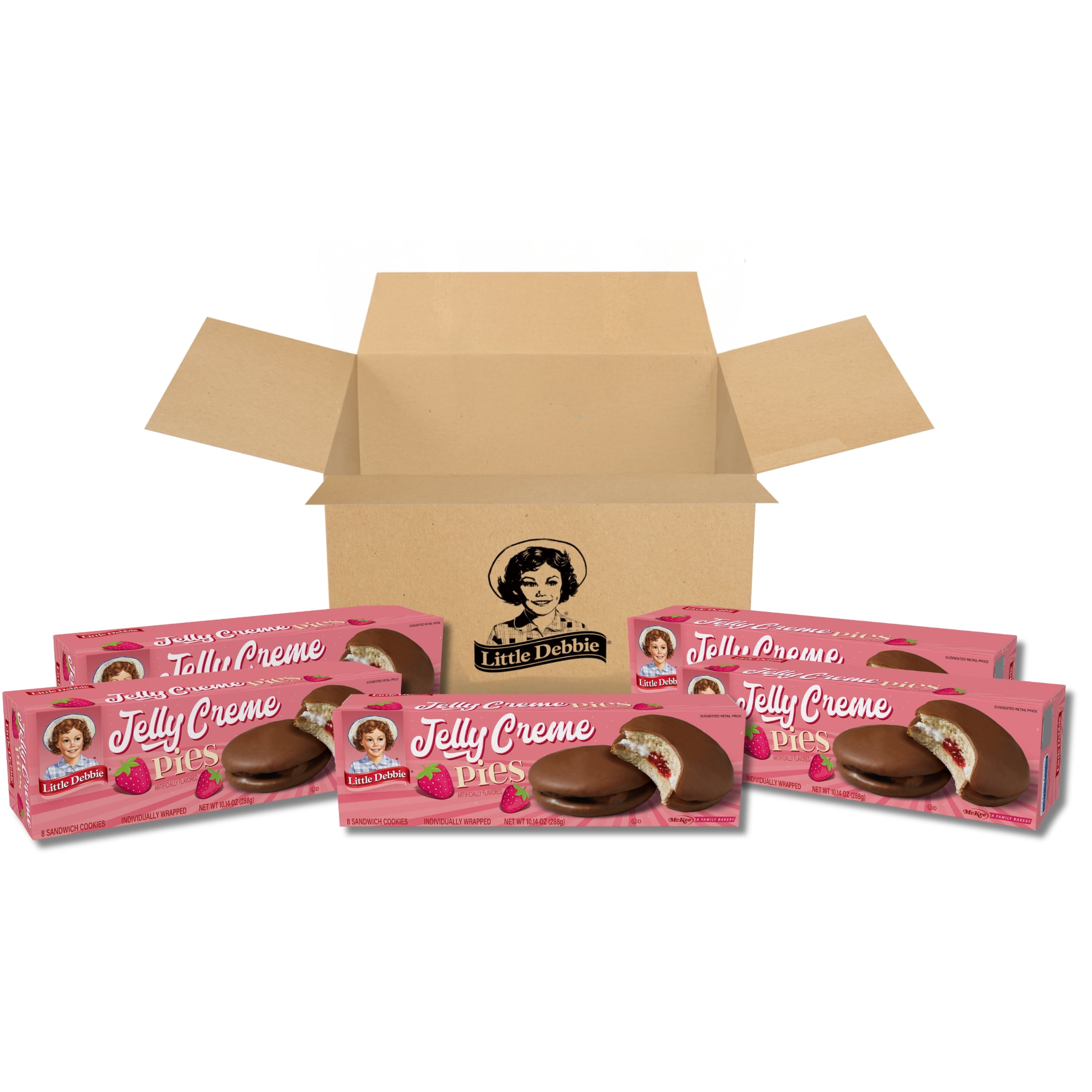 Little Debbie Jelly Creme Pies, 40 Sandwich Cookies (5 Boxes), 50.7 oz