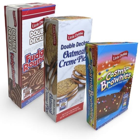 Little Debbie Mega Sized Cakes Combo Packs | Cosmic Chocolate Brownies/Double Decker Fudge Rounds/Double Decker Oatmeal Rounds | 18 Total