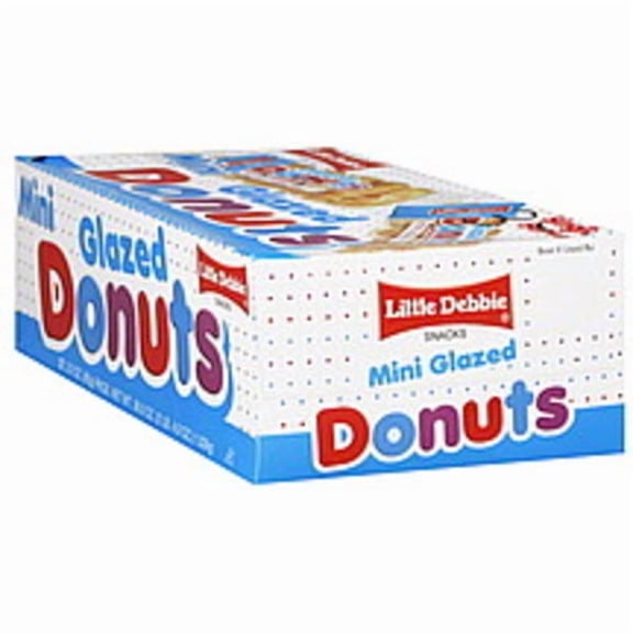 Little Debbie Mini Glazed Donuts, 12 Count Boxes, Sweet Glazed Snack Cakes, Soft Mini Donuts