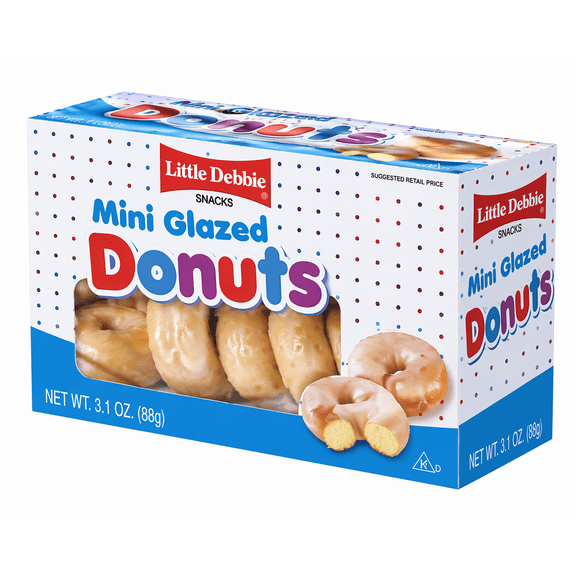 Little Debbie Mini Glazed Donuts, 12 Count Packs, Sweet Bakery Snack Cakes