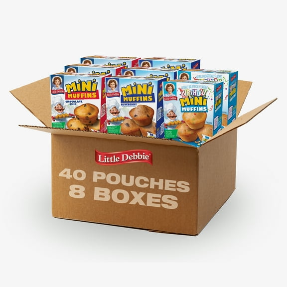 Little Debbie Mini Muffin Variety Pack – Blueberry, Chocolate Chip, and Birthday Cake Flavors (8 Boxes)