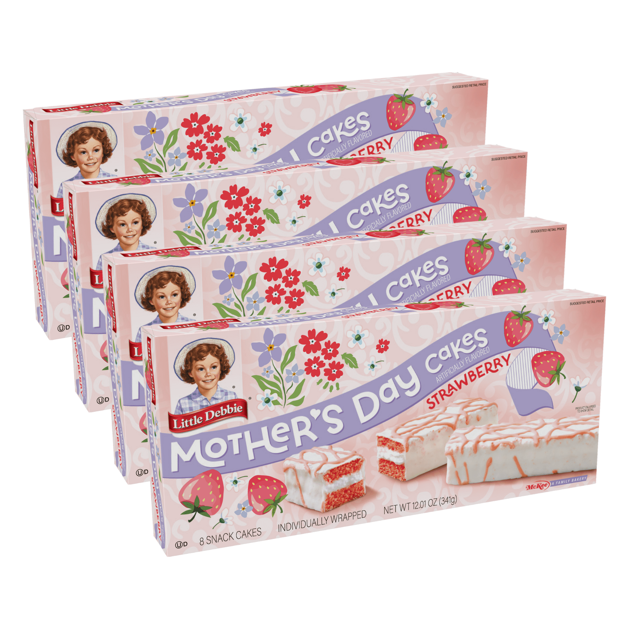 Little Debbie Mother's Day Cakes | Strawberry | 4 Boxes, 32 Individually Wrapped