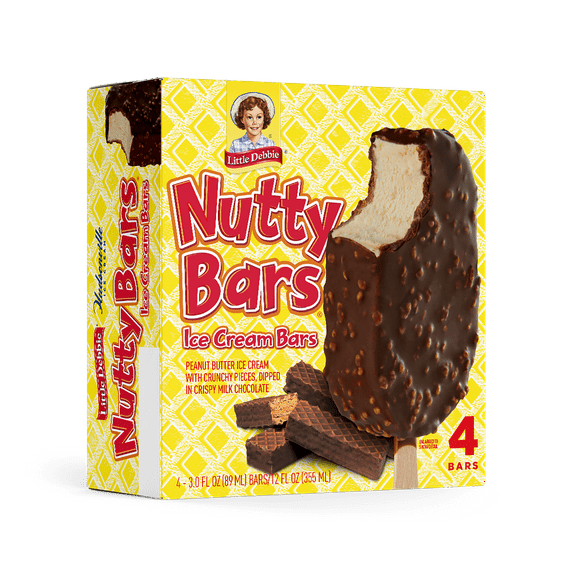 Little Debbie Nutty Bars Ice Cream Bars, 12 fl oz, 4 Count