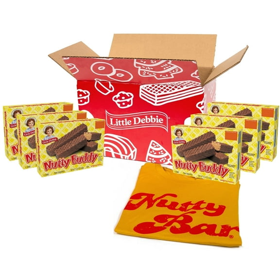 Little Debbie Nutty Buddy® Bundle, 6 Boxes of Nutty Buddy® Wafer Bars and 1 Short Sleeve T-Shirt, Adult Sizes S-3XL