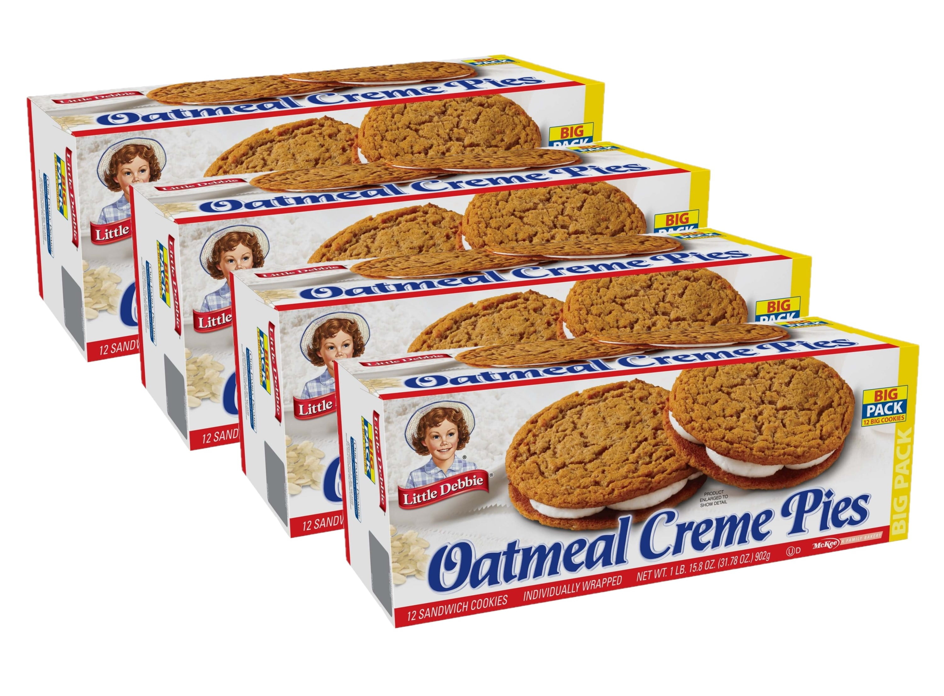 Little Debbie Oatmeal Creme Pies, 4 Big Pack Boxes, 48 Individually Wrapped Sandwich Cookies