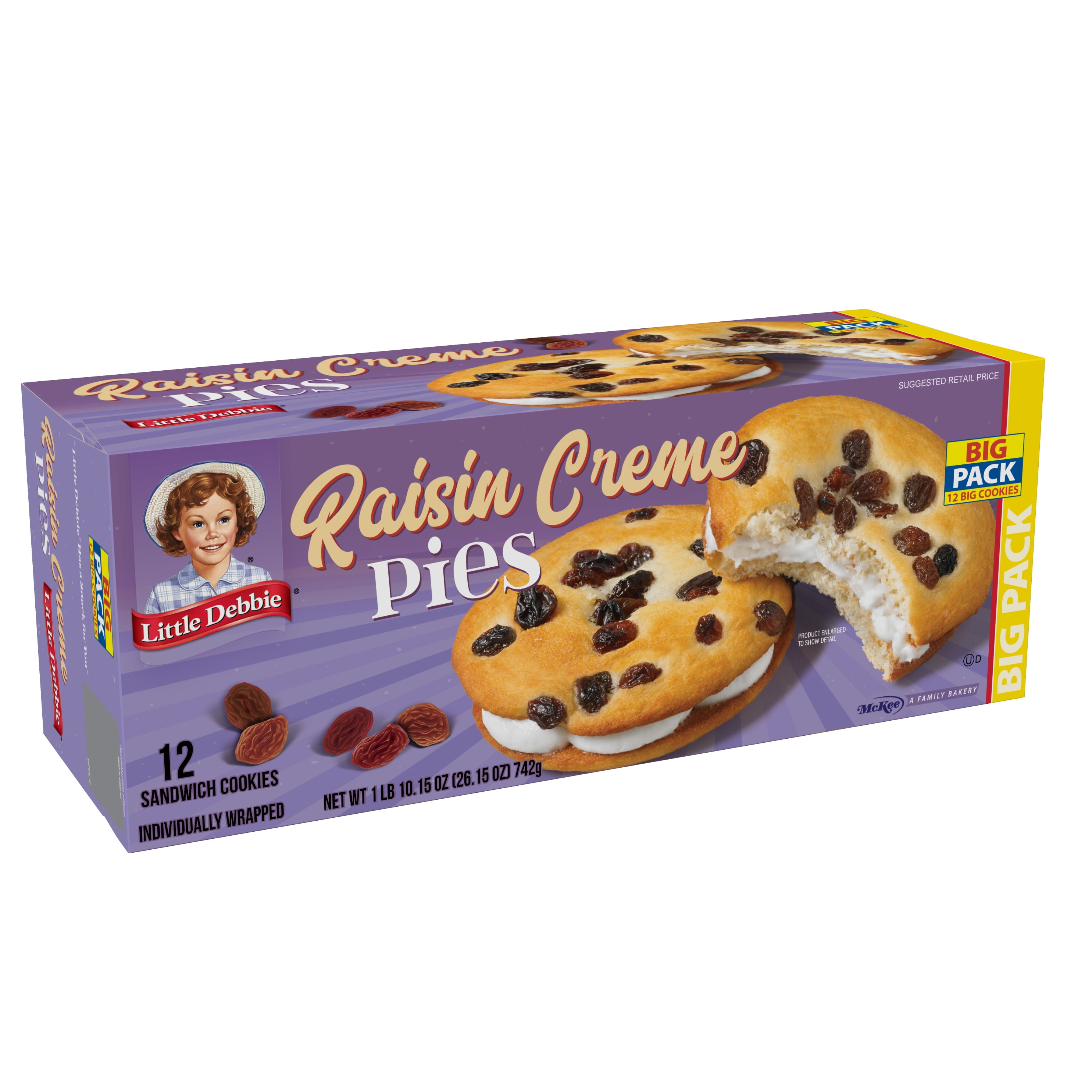 Little Debbie Raisin Crème Pies, 26.15 oz, 12 Count