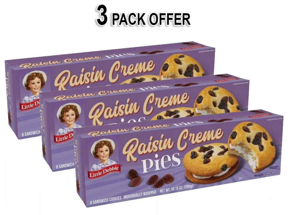 Little Debbie Raisin Crme Pies, 10.15 oz Per Box, 8 Count Per Box (3 Pack)