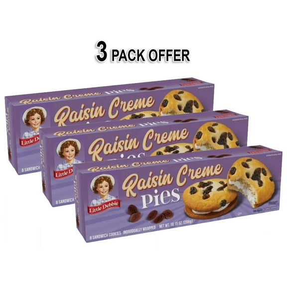 Little Debbie Raisin Crme Pies, 10.15 oz Per Box, 8 Count Per Box (3 Pack)