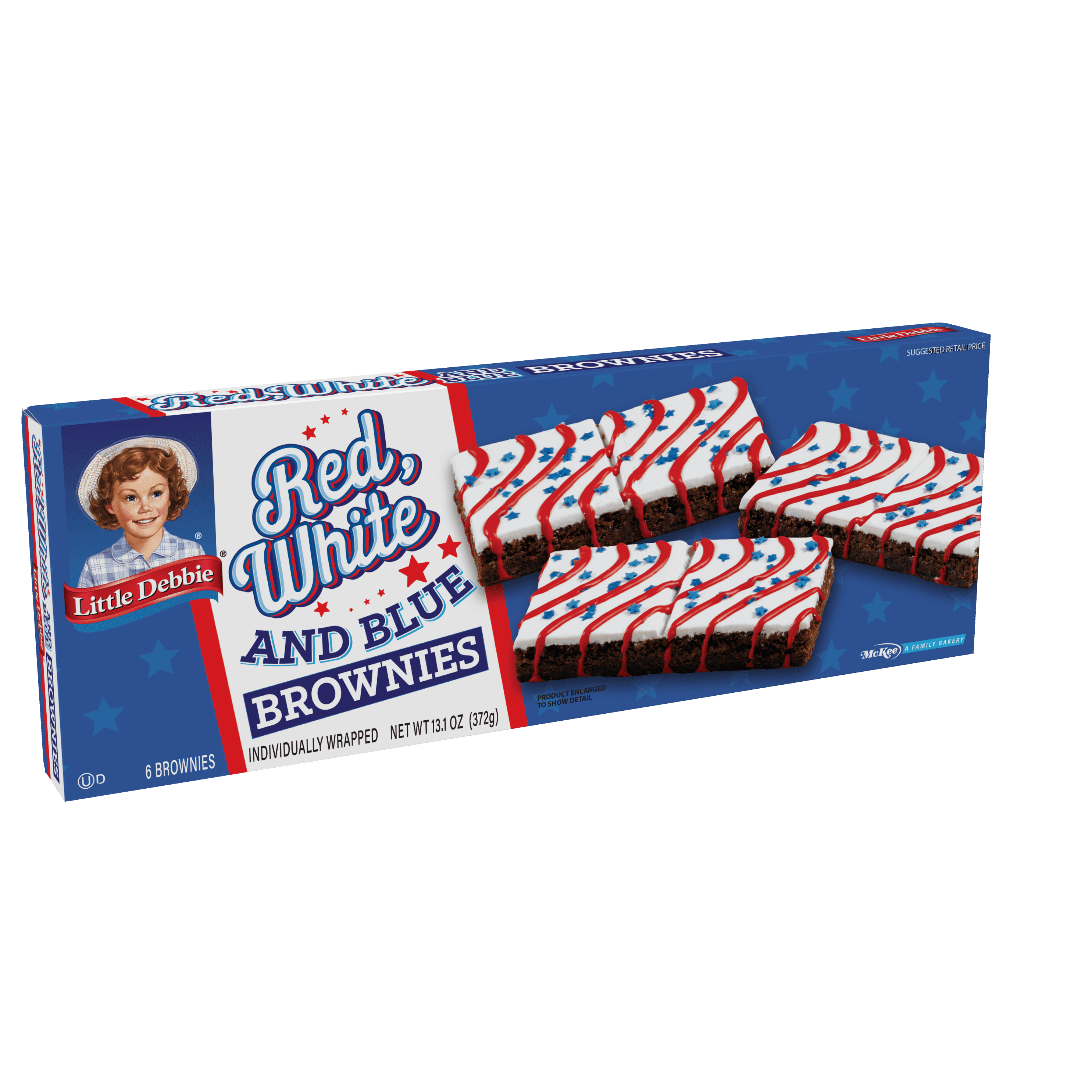 Little Debbie Red, White & Blue Iced Brownies, 6 ct, 13.10 oz