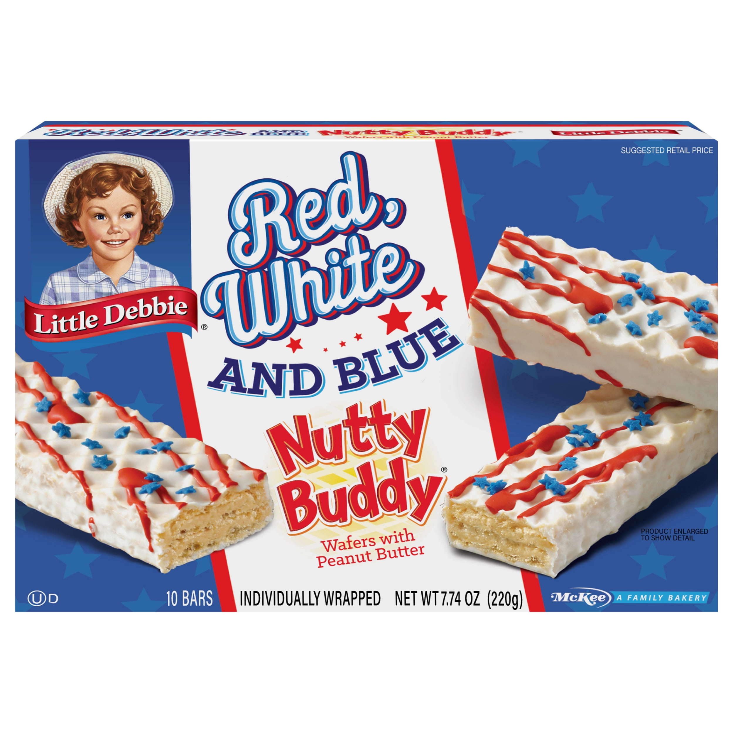 Little Debbie Red, White & Blue Nutty Buddy Wafers, 7.74 oz, 10 Count