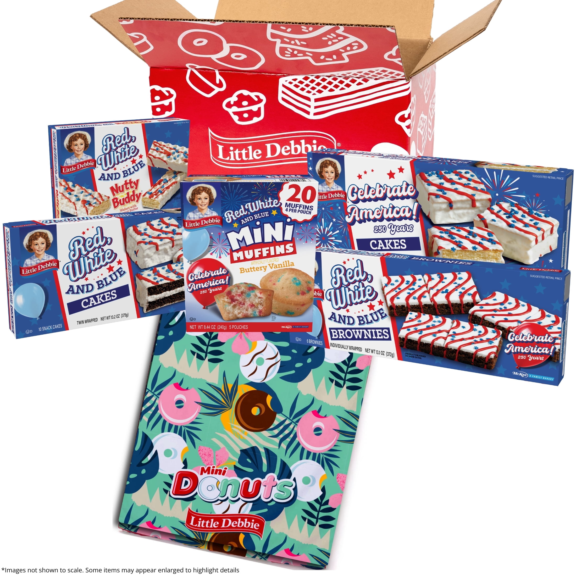 Little Debbie Red, White, & Blue Summer Snack Variety Pack with Custom Beach Towel