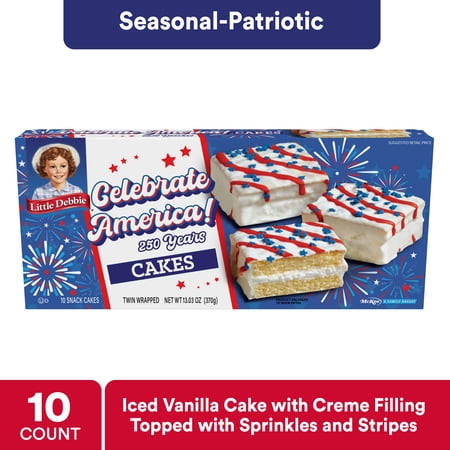 Little Debbie Red, White & Blue Vanilla Cakes, 13.03 oz (10 count)