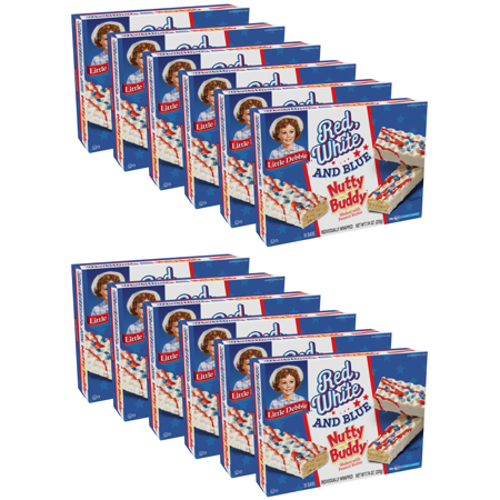 Little Debbie Red, White and Blue Nutty Buddy Bars, 12 Boxes, 120 Individually Wrapped Peanut Butter Bars