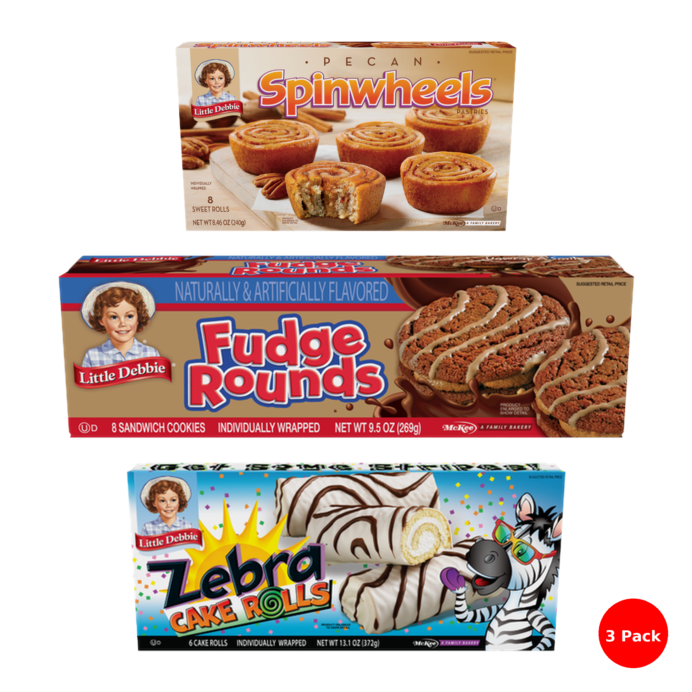 Little Debbie Snack Cake Combo (3 Pack) – Fudge Rounds - 8 Cookies