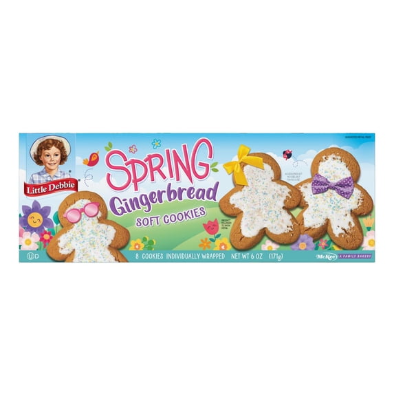 Little Debbie Spring Soft-Baked Gingerbread Cookies, 8 count, with white icing and sprinkles