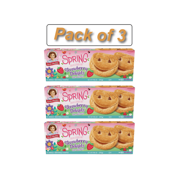 Little Debbie Spring Strawberry Delights Fruit Cookies (Pack of 3)