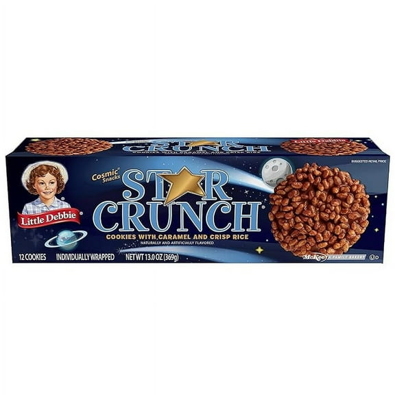 Little Debbie Star Crunch 12 Individually Wrapped Cookies, Chocolate, Caramel and Fudge, 13 Oz (Package May Vary)