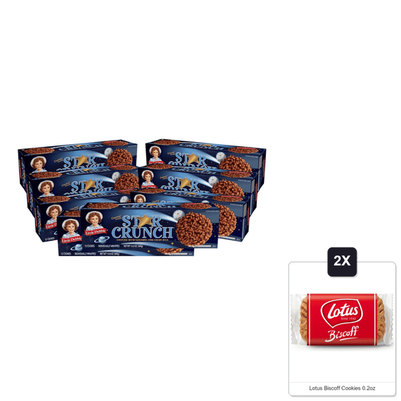Little Debbie Star Crunch Cosmic Cookies, 96 Individually Wrapped Cookies (8 Boxes) & 2x Lotus Biscoff Cookies 0.2oz