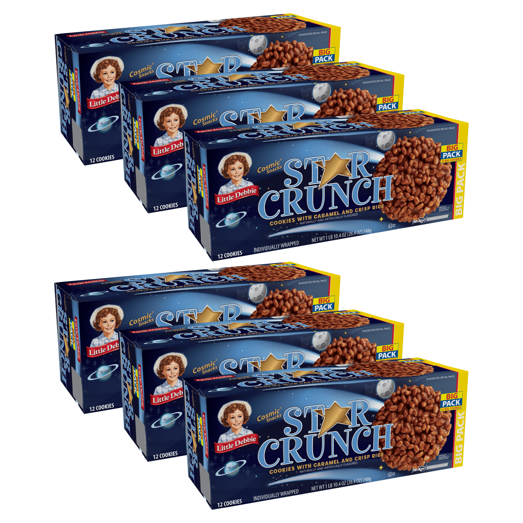 Little Debbie Star Crunch Cosmic Snacks 6 Big Pack Boxes