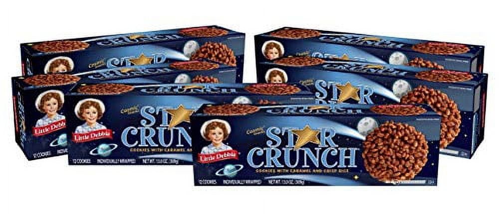 Little Debbie Star Crunch, 6 Boxes, 72 Individually Wrapped Cookies, 13.0 oz Box