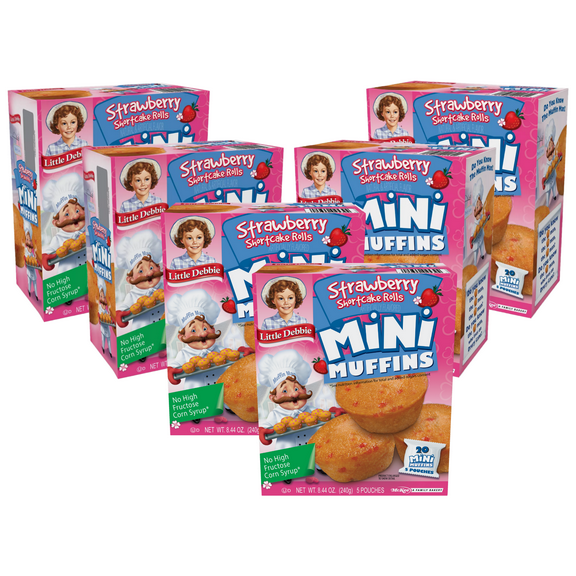 Little Debbie Strawberry Shortcake Rolls Mini Muffins, 6 Boxes, 30 Pouches of Mini Muffins