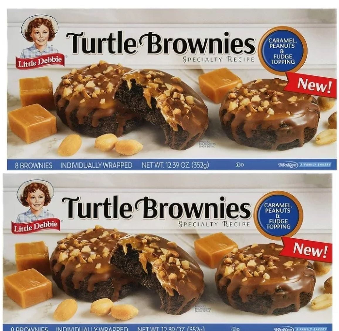 Little Debbie Turtle Brownies, Box, 8 Individually Wrapped Brownies Chocolate, 12.39 Ounce pack