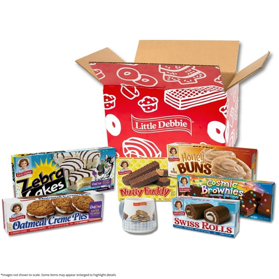Little Debbie Ultimate Snack Bundle, 6 Box Variety Pack with 1 Little Debbie Gingham Print Ceramic Mug