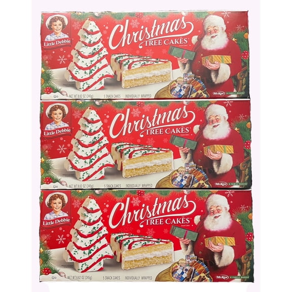 Little Debbie Vanilla Christmas Tree Cakes, Individually Wrapped, 5 Count, 3 Boxes