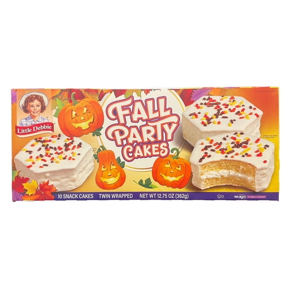 Little Debbie Vanilla Fall Party Cakes, Twin Wrapped, 10 Count, 3 Pack
