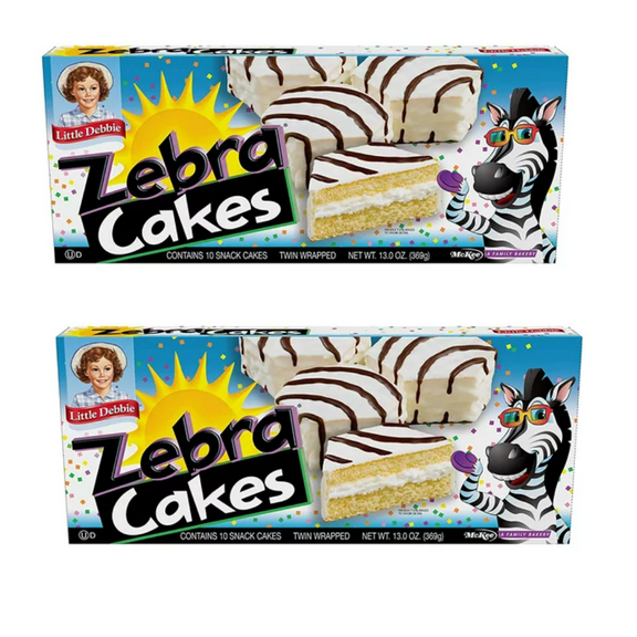 Little Debbie Zebra Cakes, 10 Twin-Wrapped Cakes, 13.0 oz Box (Pack of 2)