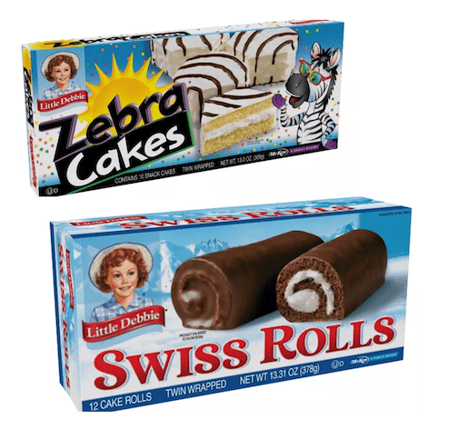 Little Debbie Zebra Cakes (10 twin-wrapped cakes) & Swiss Rolls (12 twin-wrapped rolls) 2‑Pack Combo