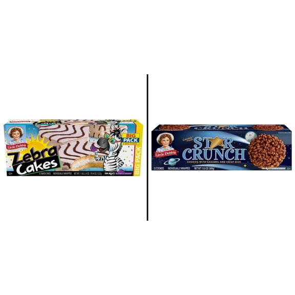 Little Debbie Zebra Cakes 6 ct & Little Debbie Star Crunch Cosmic 12 Snacks Cookies