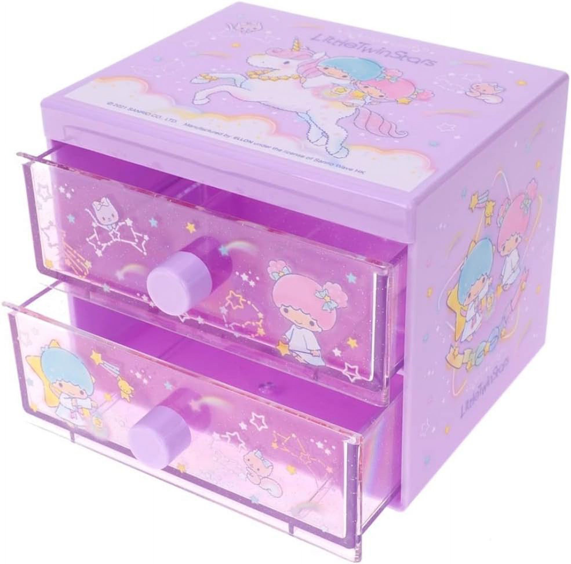 Little Desktop Plastic Drawer Case Organizer Storage Box Case, Purple, 4.53'W X 3.75'H X 3.75'D