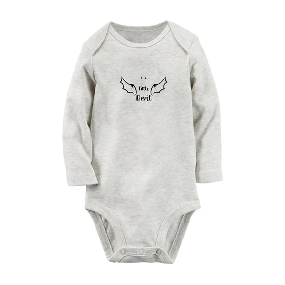 Little Devil Twins Babies Rompers, Newborn Baby Unisex Bodysuits, Infant Jumpsuits, Toddler 0-12 Months Kids Long Sleeves Oufits (Gray, 0-6 Months)