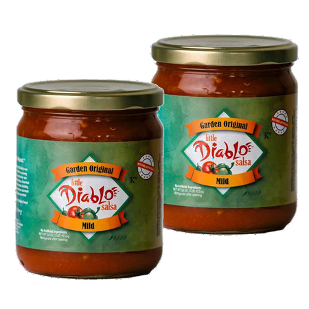 Little Diablo Garden Original Mild Salsa, 2-Pack 16 oz. Glass Jars