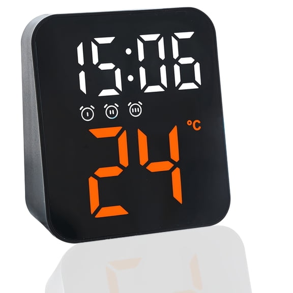 Little Digital Alarm Clocks Bedside with 3 Set Alarm Compact Size LED Clock with Temperature Display, Adjustable Brightness for Table Bedroom Office Home Travel Camping(Adapter/Battery Not Included)